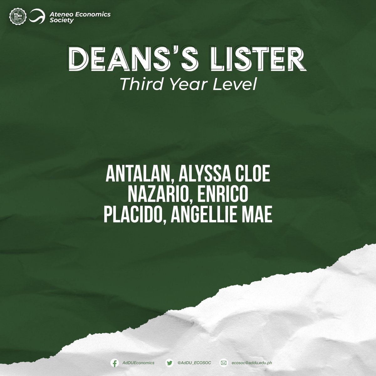 AdDU_ECOSOC's tweet photo. Third Year-Level 💚 https://t.co/KVbb9MEC7e
