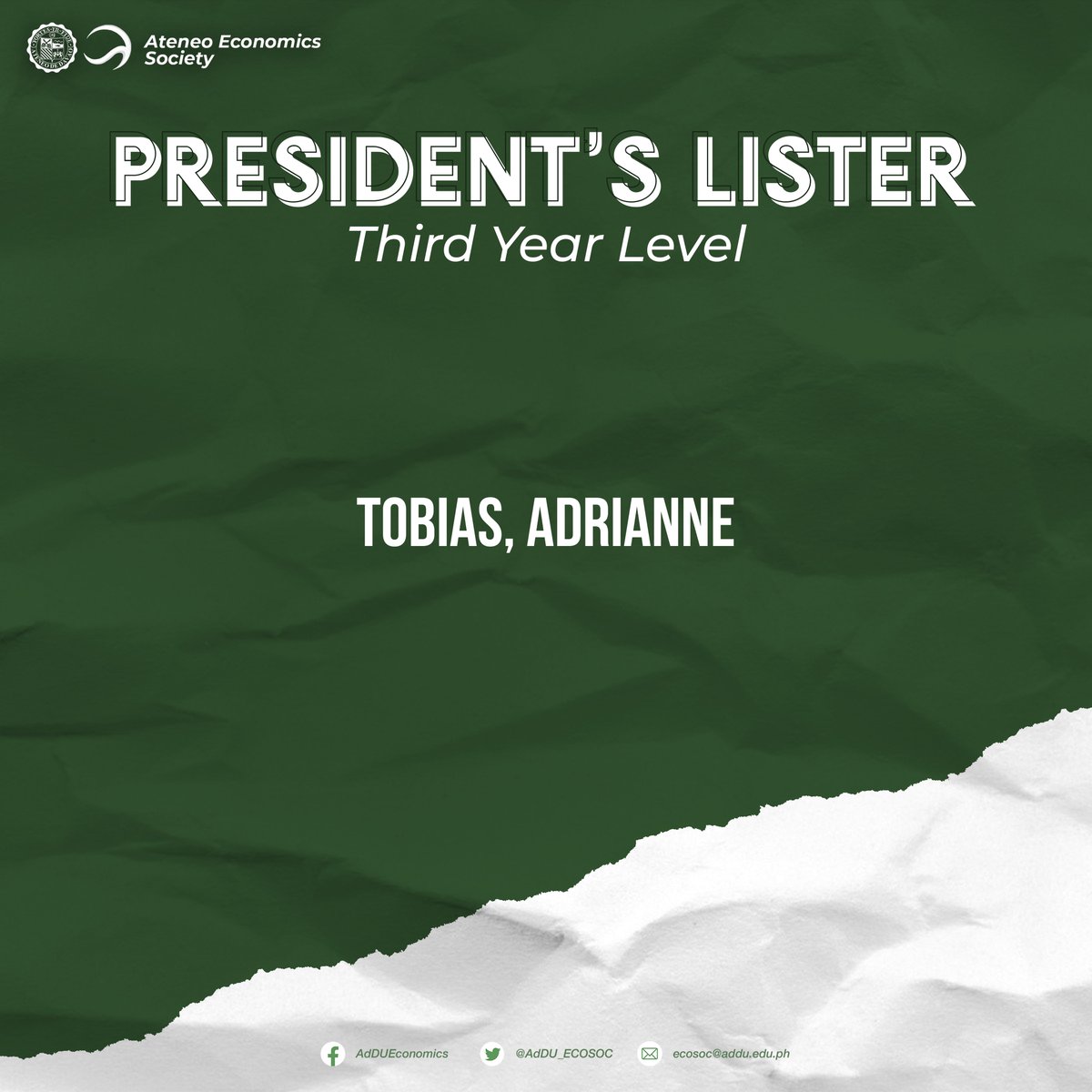 AdDU_ECOSOC's tweet photo. Third Year-Level 💚 https://t.co/KVbb9MEC7e