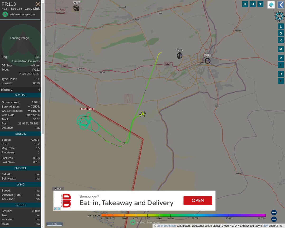 Radar_Assistant's tweet photo. MULTI ADSBX MANOEUVRING ALERT : At time Tue Aug 16 09:03:31 2022 #FR113 was likely to be manoeuvring at FL124
near مْشَيْرِف, أبوظبي, أبو ظبي, الإمارات العربية المتح #AvGeek #ADSB https://t.co/jzXkYjdo3Y https://t.co/JAFwwL1Cns
