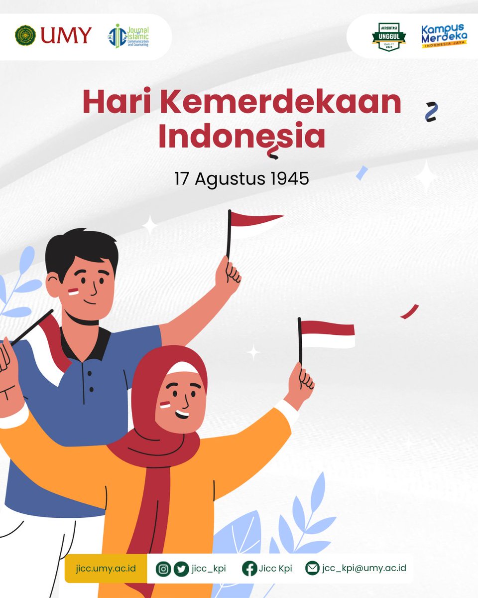 JiccKpi's tweet photo. Selamat Hari Kemerdekaan Indonesia
17 Agustus 1945

#jicc #jurnal #communication #counseling #islamic #jurnalumy #kpiumy #ipicomumy #kpiumyberilmuberadabberdayaguna  #komunikasipenyiaranislam  #umyogya #mahasiswa #mahasiswaumy #mahasiswajogjakarta https://t.co/bi7CcPu6IB