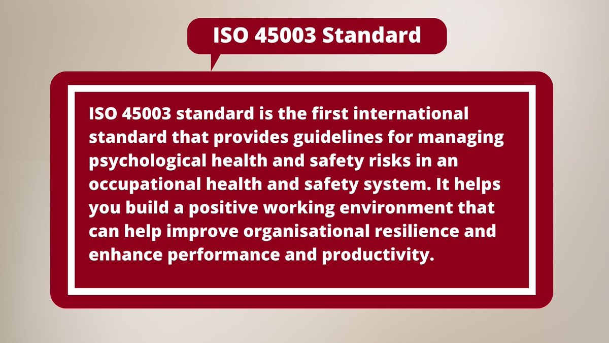 AnitechC's tweet photo. ISO 45003 intends to complement the current ISO standard as a part of the occupational health & safety management system
#ISO45003Standard #psychologicalhealth #OHS #occupationalhealthandsafety #smallbusinesses #australia #workplacesafety #Psychosocialrisks #anitechc #anitech https://t.co/kVt5gPDzrB
