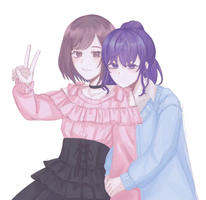 was kinda experimenting a different style here #まふえな #mafuena #prsk_FA 
