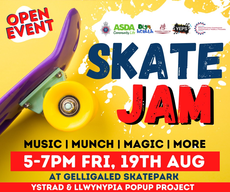YepsRCT's tweet photo. Ymunwch â ni Dydd Gwener yma o 5yp yn Parc Gelligaled, Ystrad am ein 'Skate Jam'! 🛹🍔🤘 // Join us this Friday from 5pm @ Gelligaled Park, Ystrad for our Skate Jam! 🛹🍔🤘
@dig4health @swpRCT @commissionersw @geraintjones @RCTCouncil https://t.co/hSw9OFOfTH