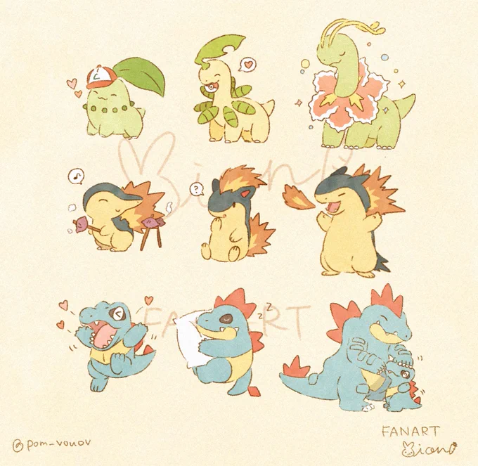 カントー、ジョウト、ホウエン、シンオウ御三家Gen1~4 starter Pokémon evolutions #ゆるふわポケモン 