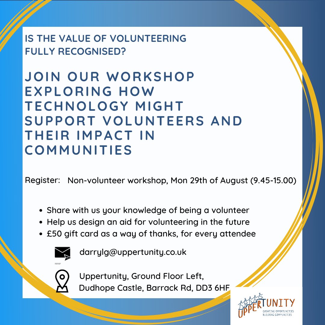 Also looking for people who have never volunteered before but have thought about it. Register 👉 bit.ly/3SJLADI . Can you help? @HotChocoTrust <a href="/HelmDundee/">Helm</a> <a href="/wellbeingworks3/">Wellbeing Works</a> <a href="/AbertaySA/">Abertay University Students' Association</a> @dusa_theunion <a href="/LinseyMcIntosh/">Linsey McIntosh</a>