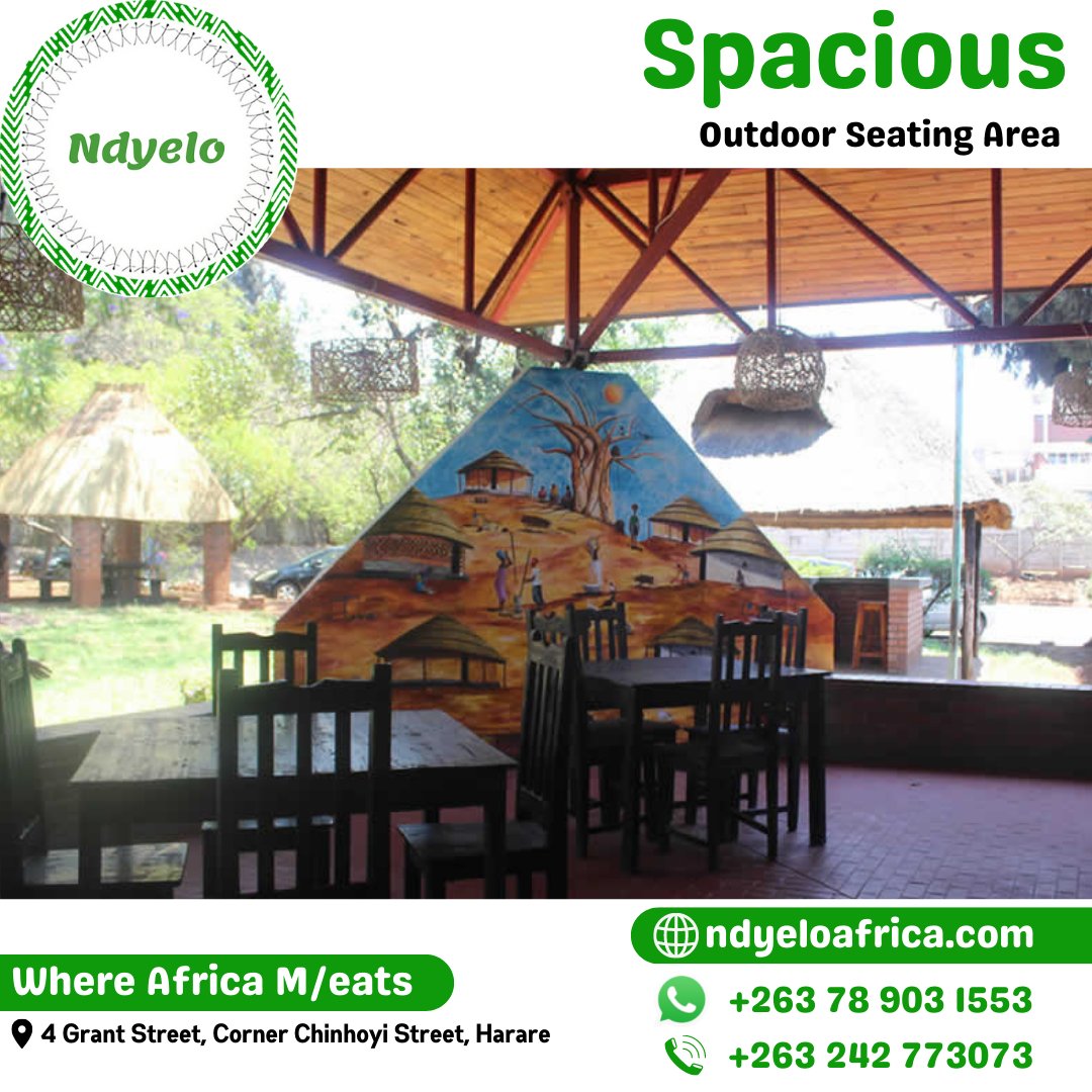 ndyelozw's tweet photo. Where would you rather be during lunch time? Somewhere around town, where you can breathe fresh air...., whilst enjoying the serene environment.. Let us #MeetatNdyelo #restaurant https://t.co/P59VXW3XtZ