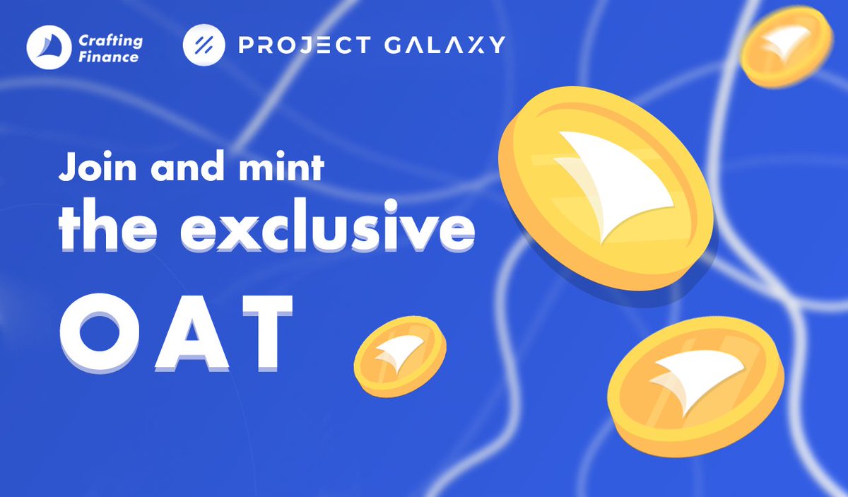 CraftingFinance's tweet image. 📢 Celebrating the #Join the community and get OAT

🤝 Powered by @ProjectGalaxyHQ we are hosting the exclusive OAT #Giveaway

galaxy.eco/CraftingFinanc…

☑ Complete the tasks to participate!
forms.gle/ZqnQT5wHzKqYZm…

Don't miss out!