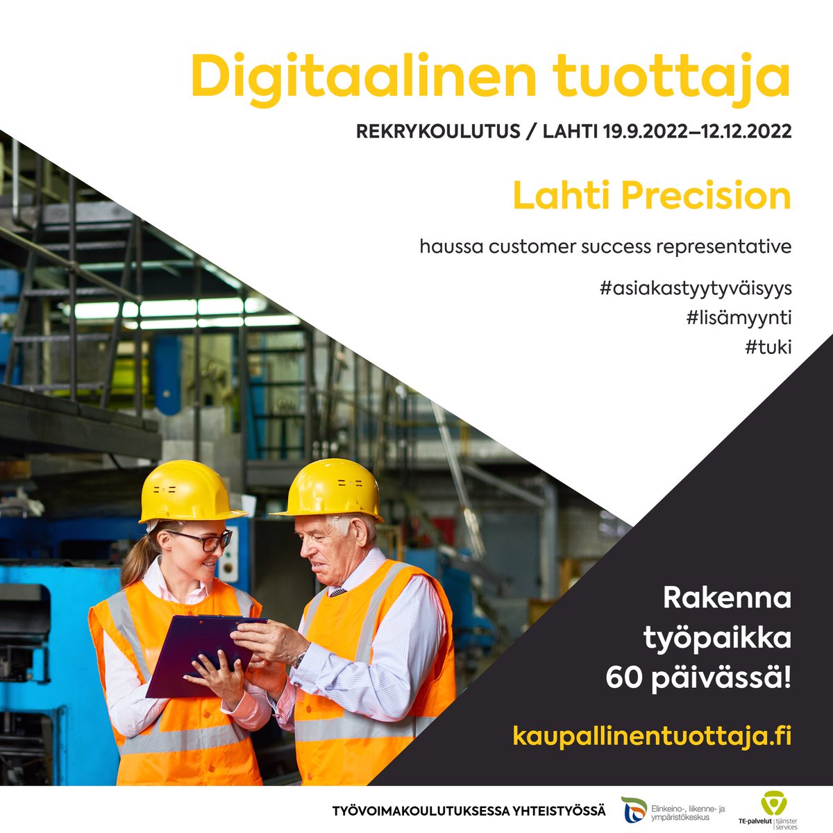 Lahti Precision / Customer Success Representative

Joukostamme puuttuu Customer Success Representative!

Lue lisää: kaupallinentuottaja.fi/lahti-precisio…

#työpaikkojaluomassa #rekrytointi #yhteishankintakoulutus #työvoimakoulutus @TEpalvelutHAM <a href="/BrandeDesign/">Brande</a>