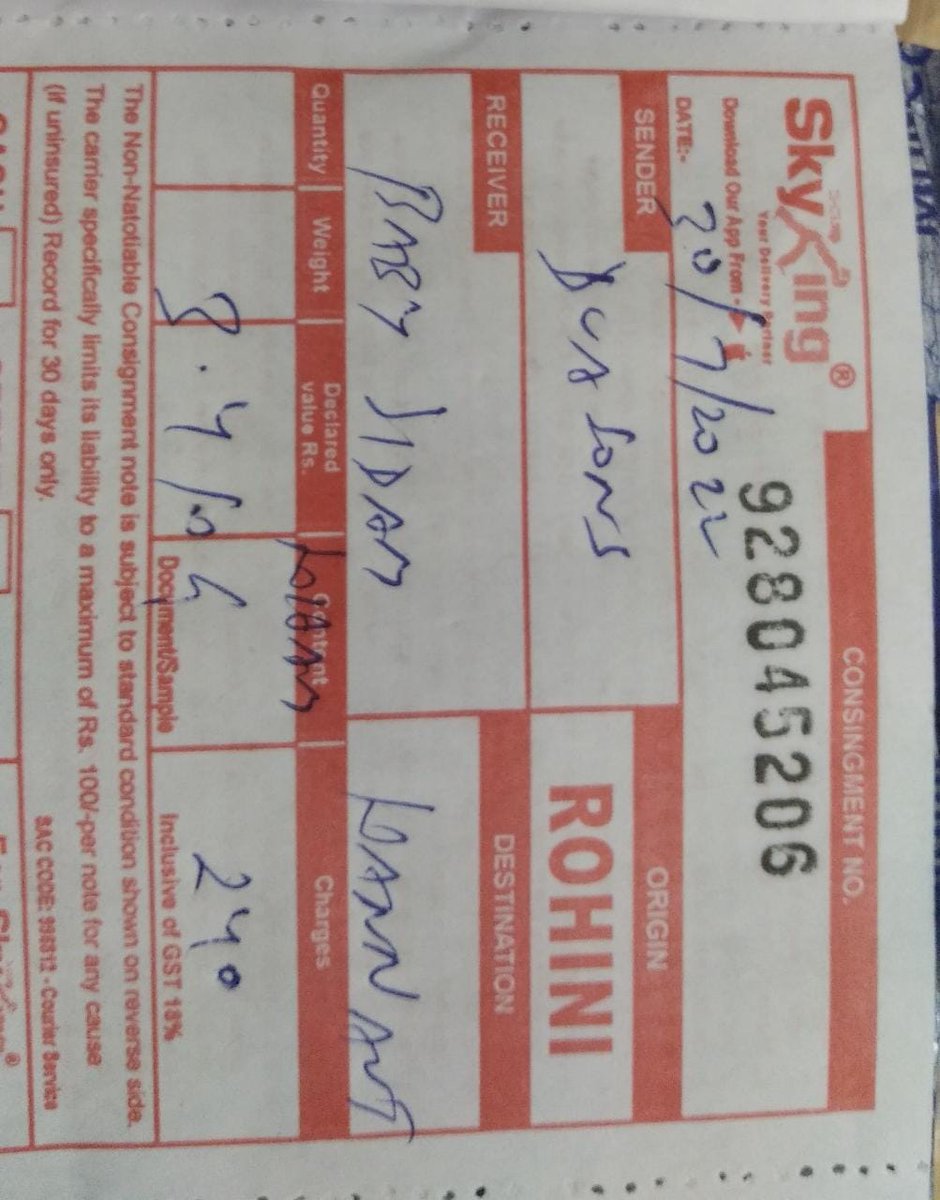 dua_26's tweet photo. @SkyKing_Courier I had couriered medicines on 30.07.22 from Delhi to farukhabad and it has not been delivered till today. Please look into the matter as patient is waiting for his medicines. Please do the needful https://t.co/WkJVMQoMrB