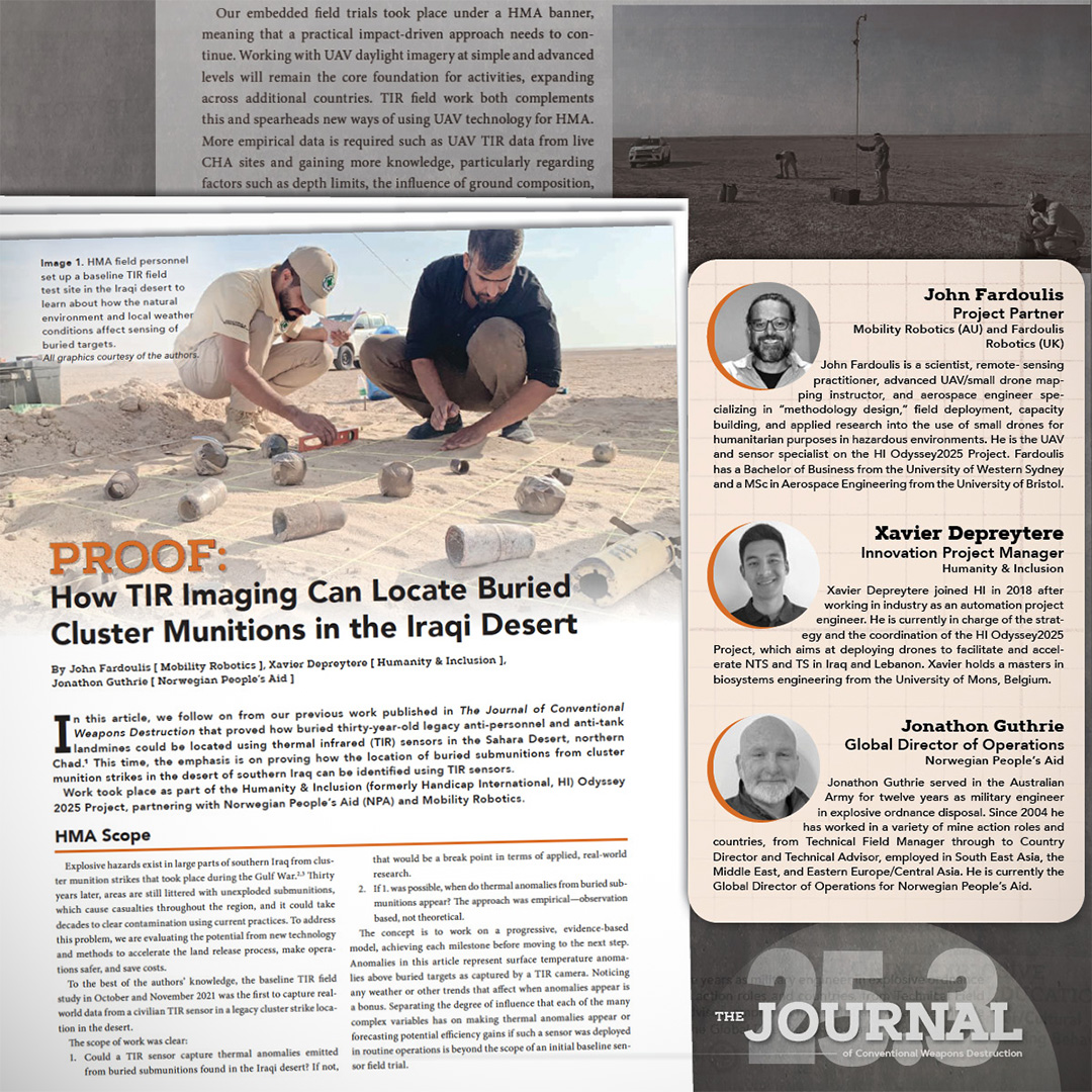 cisrjmu's tweet photo. *Shout out and thank you to John Fardoulis @FarRobotics, Xavier Depreytere @HI_federation, and Jonathon Guthrie @NPAdisarm for their research into how this technology can benefit humanitarian clearance. 

Don’t miss their peer-reviewed #JCWD article: https://t.co/768Rshe1mb. https://t.co/ASQy5RUz1T