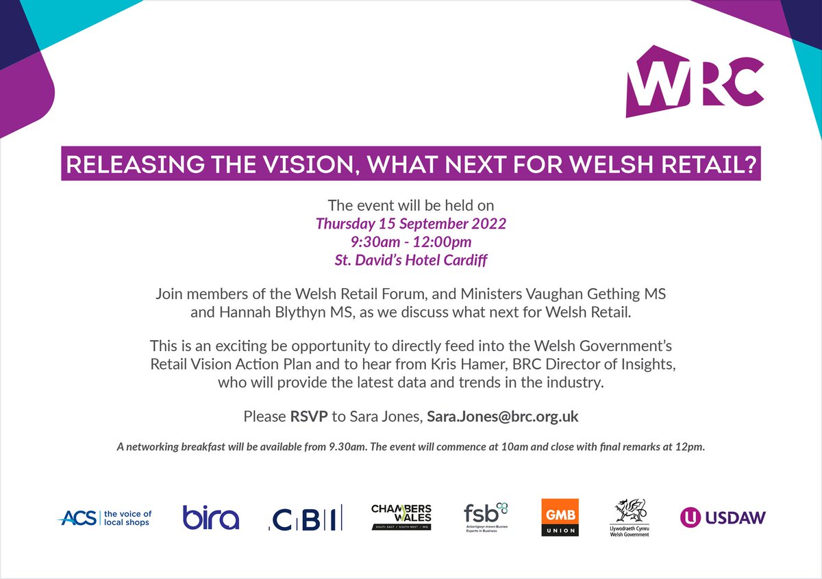 FSB_Wales's tweet photo. Is your small business in the retail sector? ๐๏ธ
๐ด๓ ง๓ ข๓ ท๓ ฌ๓ ณ๓ ฟThe #WRC & members of the Welsh Retail Forum will be hosting an event focused on the
@WelshGovernment #RetailVision & the future of the industry.
You can help shape the delivery plan through this event.
RSVP info below ๐ https://t.co/szzJFA9fTg