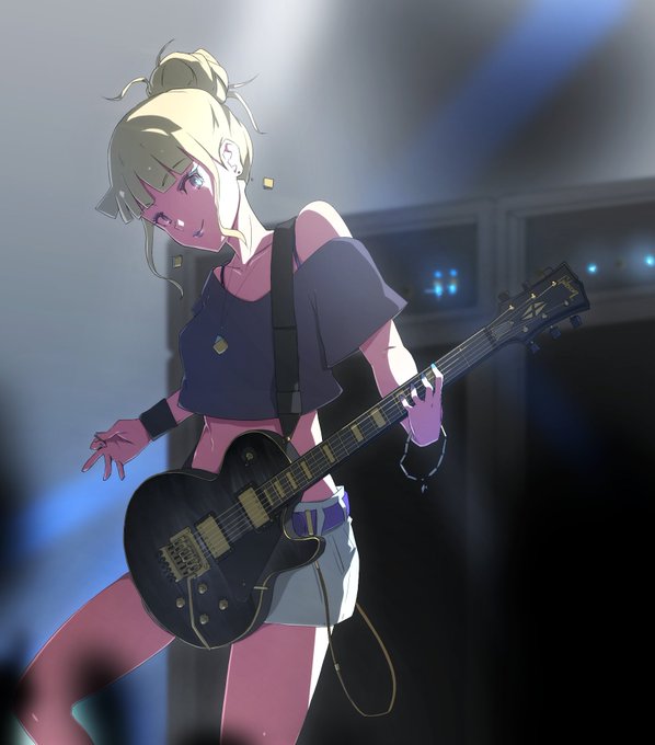 推しにレスポール弾かせたい人はボディの厚みがバームクーヘンプラス1.5センチとネックが後側に僅かに倒れてるとのトグルスイッチの位置と弾き方によって出してる音がだいぶ変わるのでそこ意識したらなんかよりリアリティある絵になると思います
あとは左手で右手の演出 