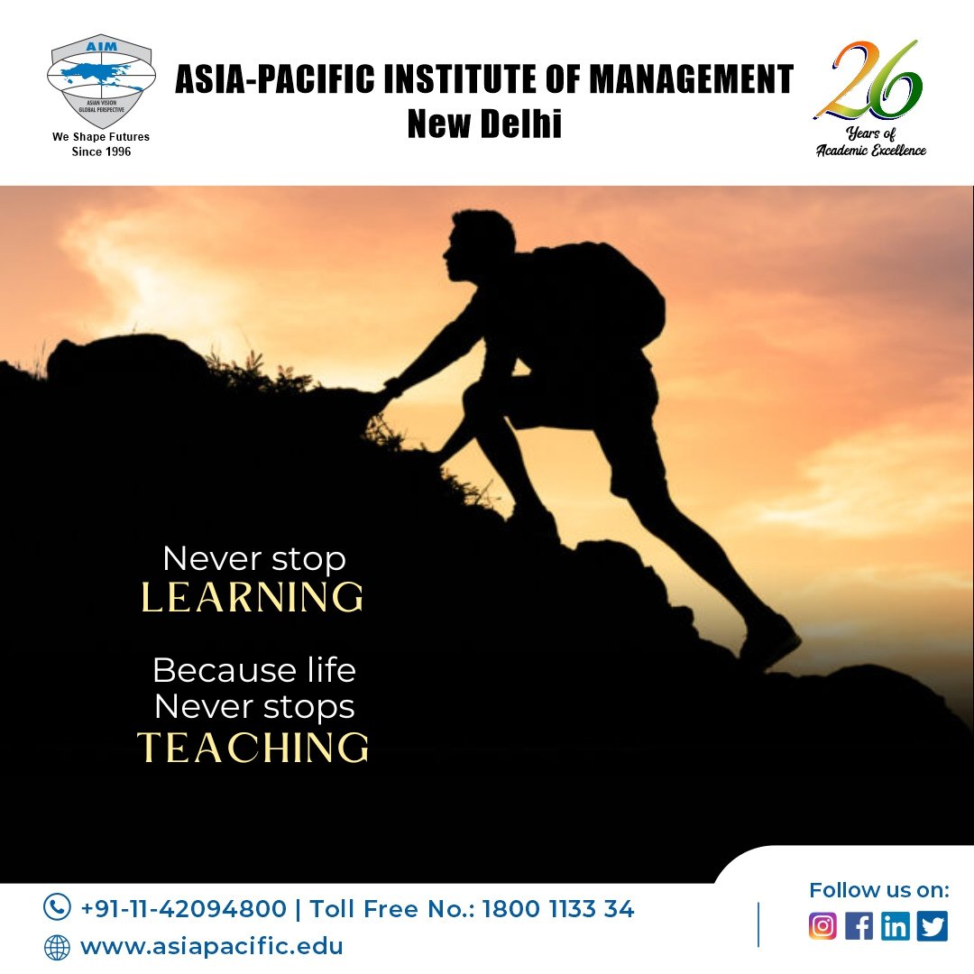 AIM_Delhi's tweet photo. Life is the teacher which gives you the opportunity to learn new things each and every day.
Register Now to Book Your Seat
+91-11-42094800, 1800113334
#asiapacific #asiapacificdelhi #apimanagment #AIM #motivation #motivationalquotes #challengesoflife https://t.co/vofQfKawvO
