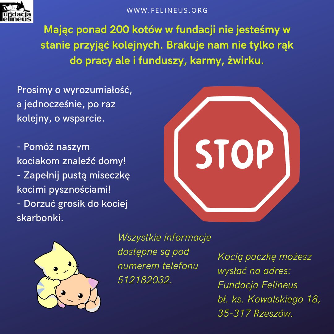 F_FELINEUS's tweet photo. Po raz kolejny musimy zmierzyć się z kocimi wirusami. Zgłoszeń jest nadal bardzo dużo. Dlatego musimy ograniczyć przyjęcia.
Prosimy o wyrozumiałość, a jednocześnie, po raz kolejny, o wsparcie:
https://t.co/2dekHyBp95
#pomoc #prosimy #kociaki #adopcjaniegryzie #karma #podaruj https://t.co/NqLv0mvsMk