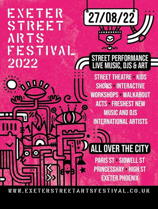 visitexeter's tweet photo. The @exestreetarts festival is just around the corner! With live music, street theatre, interactive workshops and more - it's set to be an exciting day! 🎸🎼

Find out all you need to know about the after party here: https://t.co/XjMRVQKtwW #LoveExeter https://t.co/6bQjr9yDUx