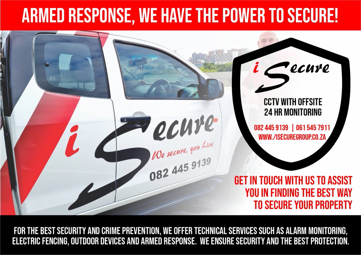 iSecureSecurity's tweet photo. Armed Response, We have the power to secure!
https://t.co/frltWL0p2V
#isecure #security #isecuregrou #privatesecurity #excelentservice #performance #dedicatedteam #professionaltraining #professoinal #support #highestethical #qualityservice #quality #mbombela #nelspruit #protect https://t.co/6d3aCY7G8U