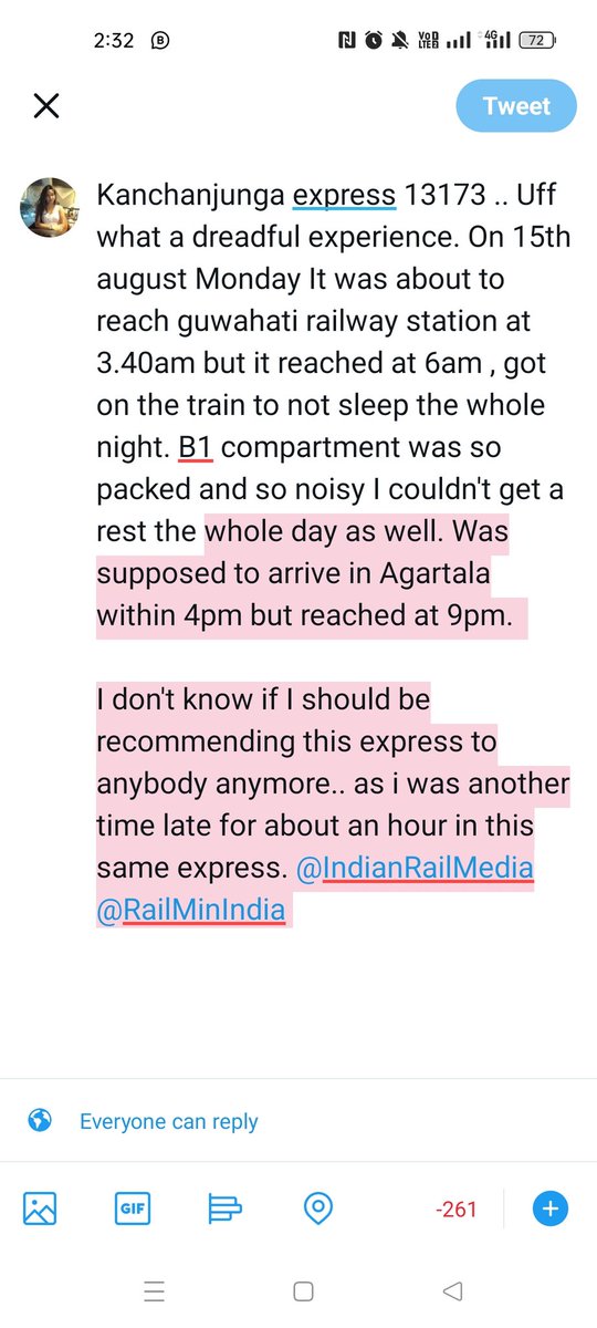 HasmitaDb's tweet photo. Kanchanjunga express 13173 .. Uff what a dreadful experience. On 15th august Monday It was about to reach guwahati railway station at 3.40am but it reached at 6am , got on the train to not sleep the whole night. @RailMinIndia @IRCTCofficial @IndianRailMedia https://t.co/hlaFLOIxp6