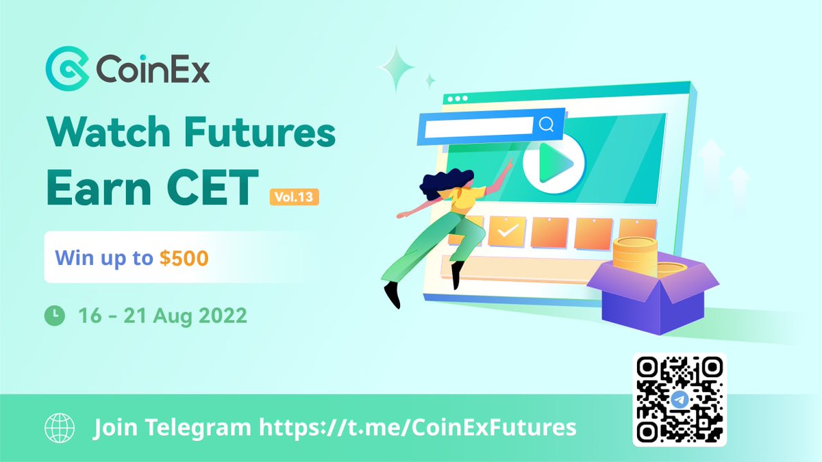 📲 Watch Futures Earn CET Vol.13

Watch our #FuturesTrading tutorials and answers questions to win prizes! 🤩 

⏰ 16th - 21st Aug
🎁 Win up to $500 in $CET

Enter now 👉 gleam.io/ENZkZ/watch-fu…

#CoinEx #CoinExFutures