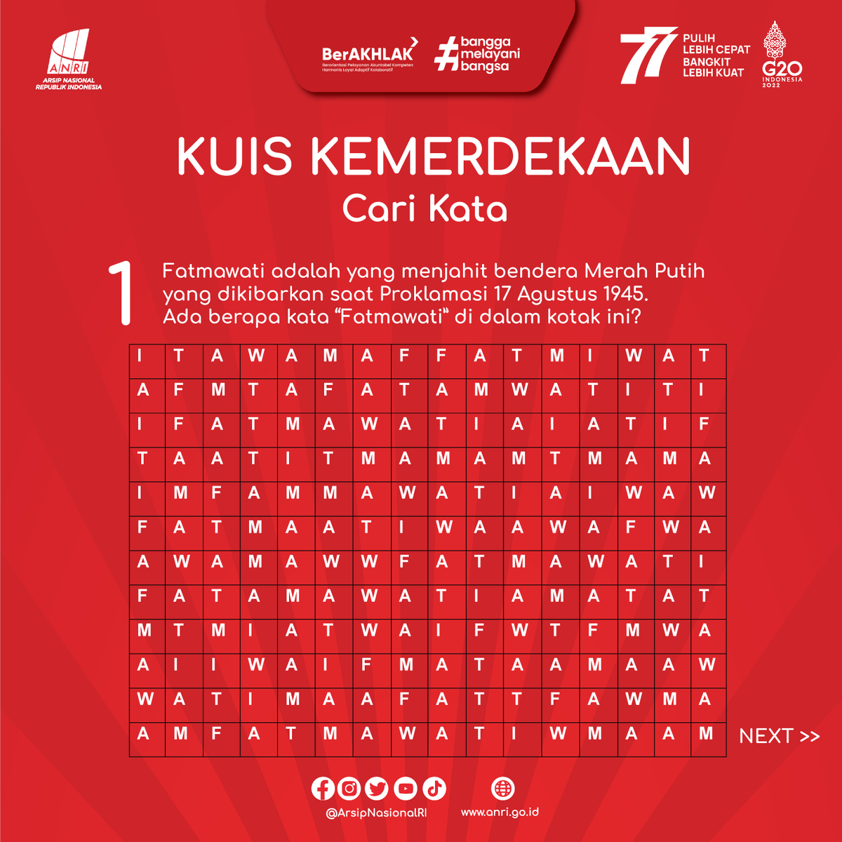 ArsipNasionalRI's tweet photo. #SahabatArsip sebagai bagian dari rangkaian kegiatan HUT ke- 77 RI yang jatuh pada 17 Agustus 2022, yuk kita bermain kuis sambil mengetes sejauhmana sih Sahabat mengetahui sejarah di balik kemerdekaan. 
#SahabatArsip bisa memperoleh merchandise menarik bagi pemenang yg beruntung. https://t.co/VCifA4nwKj