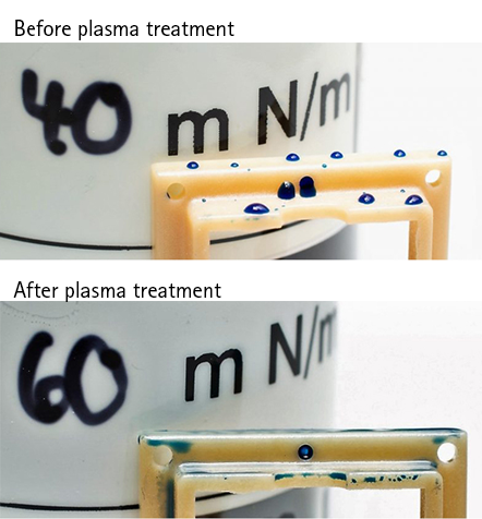 RelyonPlasma's tweet photo. #Plasma activation of a surface increases its surface energy and creates molecular anchor groups that correlate with those of the liquid. In the example, two #polyphenylene sulfide components were treated with the #plasmabrush PB3 system. Read more: https://t.co/jsdf3NwCIp https://t.co/xzCJoR9tjF