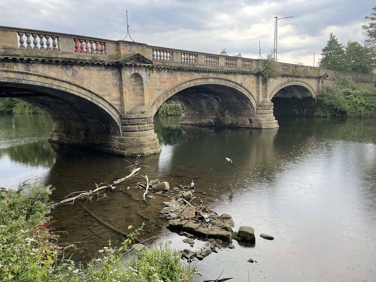 The archaeology in our rivers can be amazing.  Low water levels today in Derby exposing the pier of a demolished medieval bridge. #drought