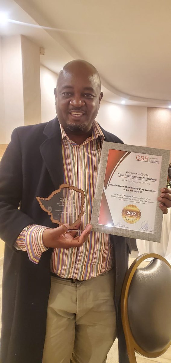 We are super-excited about this award from the Corporate Social Responsibility Network Zimbabwe for our efforts in community empowerment in the #MidlandsProvince where we are currently implementing the @ZRBFZIM  #ECRIMS project increasing resilience of 42,429 households.