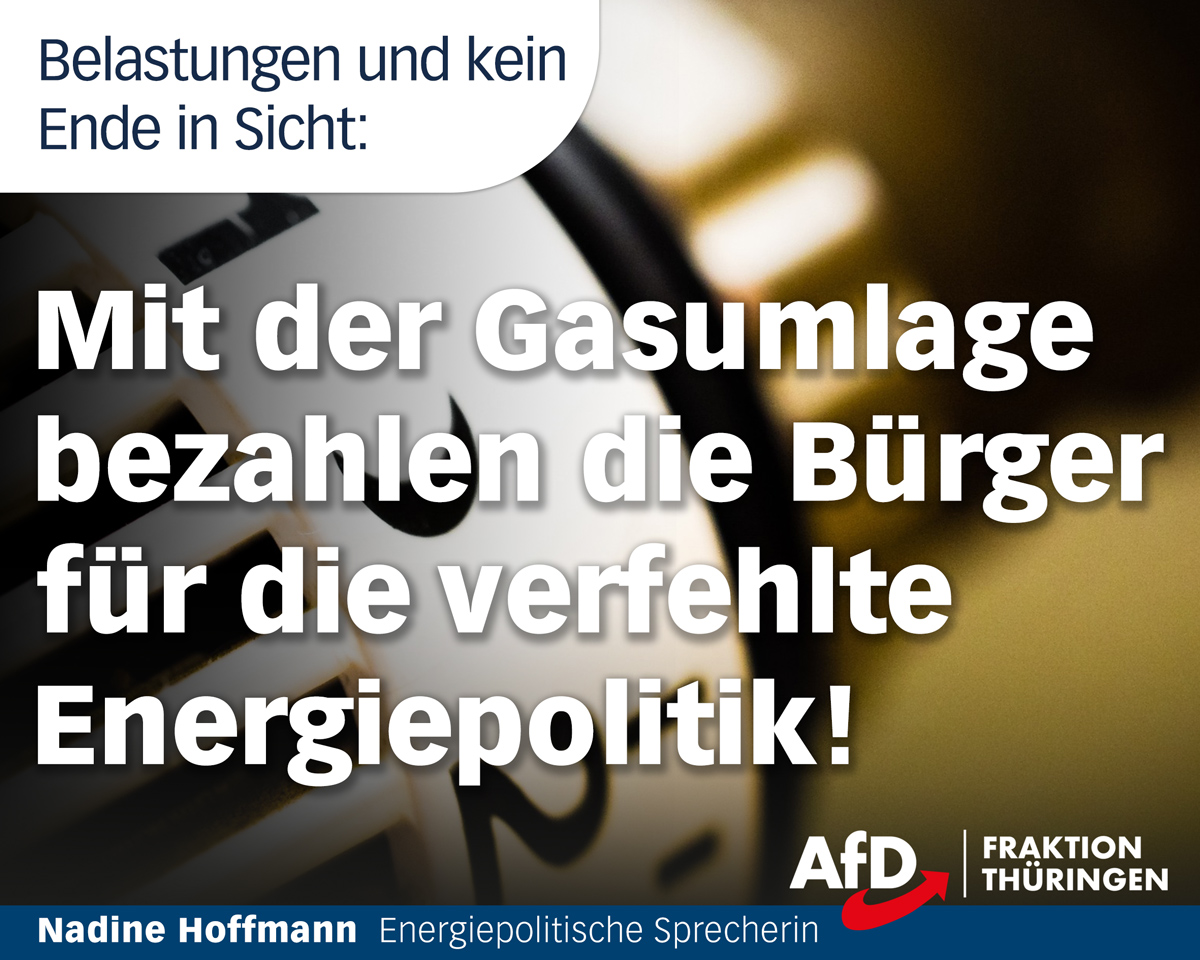 Nadine Hoffmann: »Die Gasumlage ist die direkte Folge einer Energiepolitik, die sich nicht an Realitäten, sondern an Ideologie orientiert.«
facebook.com/afd.thl/photos…