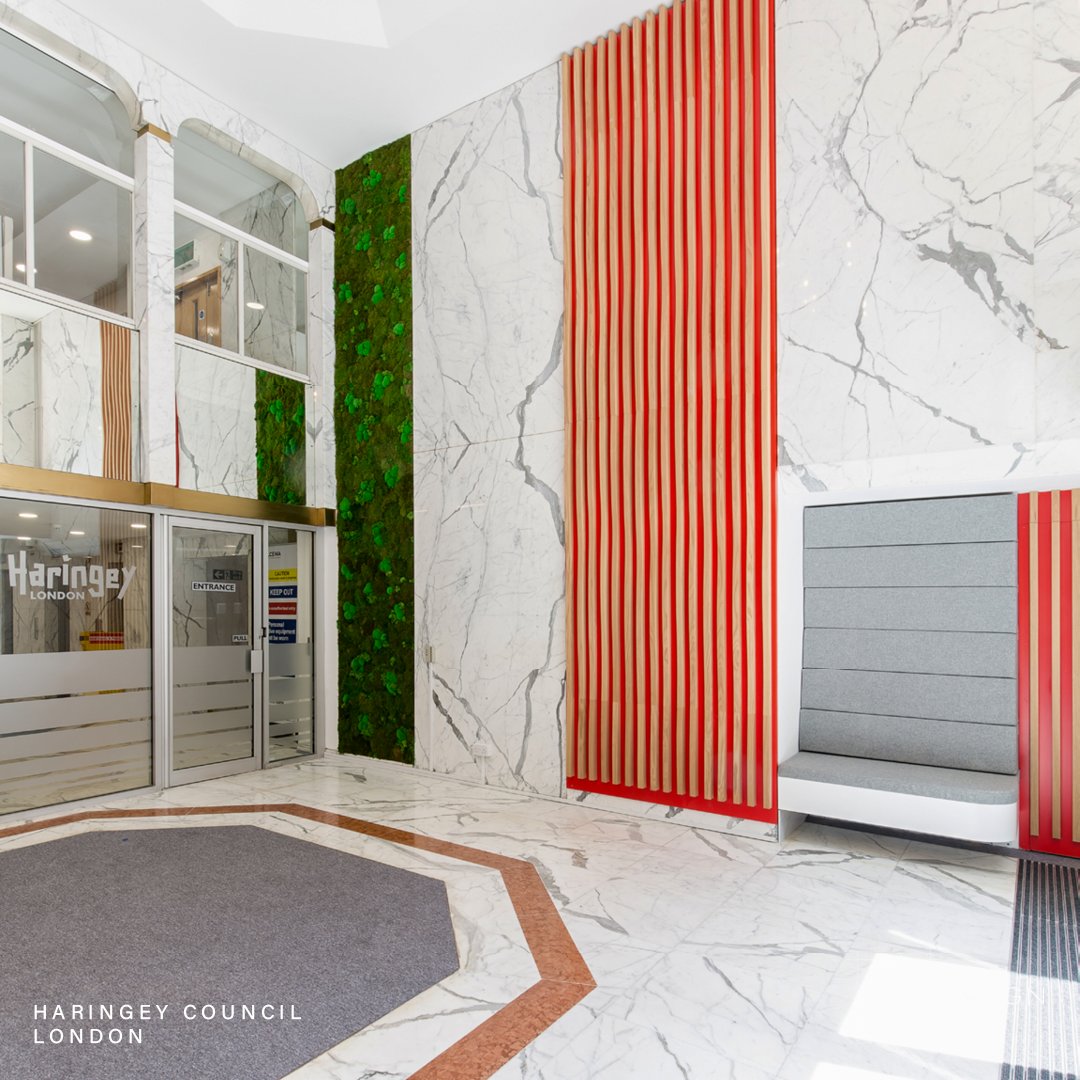 senkenkendesign's tweet photo. We are delighted to be working with Haringey Council. Here is our first project together, Alexandra House in Wood Green. We created an inviting, fresh and sophisticated reception that uses its existing features to enhance the space. Execution by the fantastic #fpm-ltd

#SKKDesign https://t.co/kxWck8aWcO