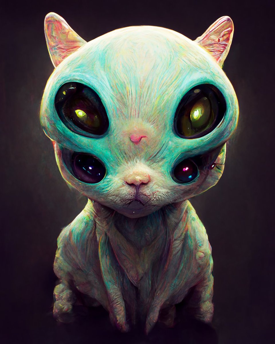 ailuanni's tweet photo. An Alien Cat #cat #alien #midjourney #aiart #generativeart #digitalpainting #trippy #trippyart #psychedelic #psychedelicart #aliencat #horrorart #dalle2 #creepy #creepyart #AiArtwork #aiartcommunity https://t.co/WBTFqXZx0t