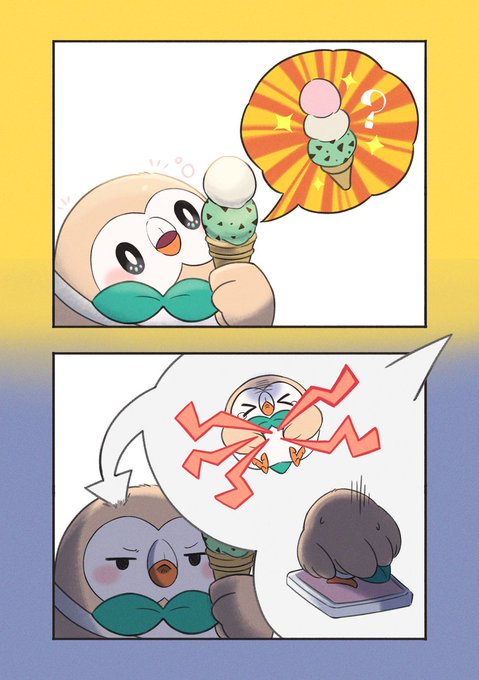 24日目 アイス③ おまけ 食べ過ぎないように
#モクロー #ポケモンと生活 #100日チャレンジ
#ポケモンイラスト #pokemonfanart 