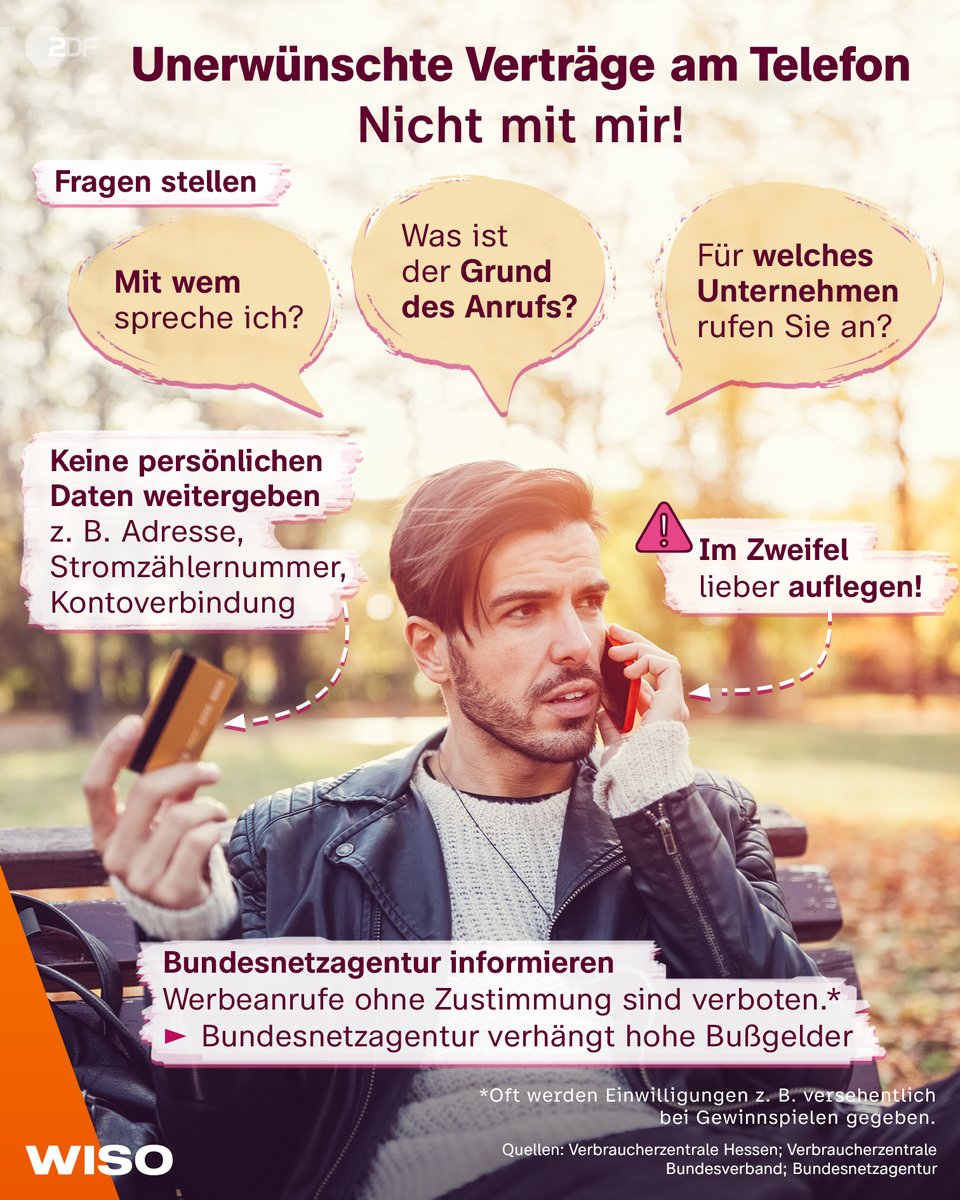 ZDF's tweet photo. Geht ihr bei unbekannter Nummer ans Telefon? Im ersten Halbjahr 2022 erhielt die Bundesnetzagentur 38.645 Beschwerden aufgrund von unerlaubten Werbeanrufen. #WISO https://t.co/MVjF1sMpDy