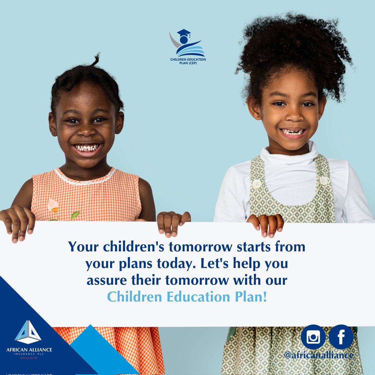 AAInsurancePlc's tweet image. What are your plans for your children? Assure their future with our Children Education Plan (CEP)

Want more information? Send us a DM or email customer@africanallianceplc.com
