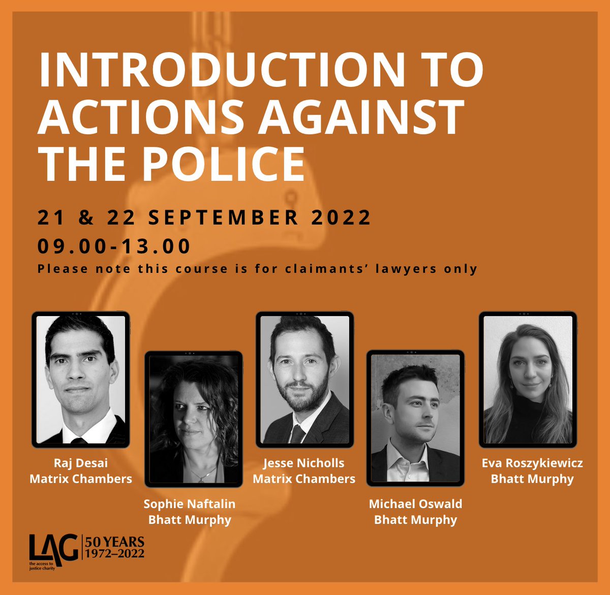 LagEvents's tweet photo. Early bird tickets are still available for the @LegalActionGrp Introduction to Actions Against the Police online training course taking place in September. Book now to secure your place.  https://t.co/FLq6z2VppW https://t.co/MmgS5IYxXy