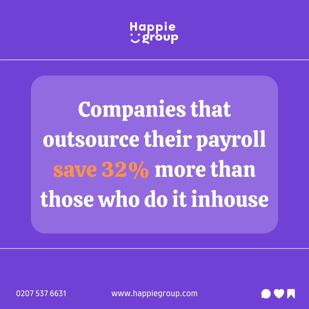 HappieGroup's tweet photo. Outsourcing your payroll brings many benefits to your company.

Save time and money when you outsource your payroll and improve business efficiency.

Get in touch today on 0207 537 6631 or visit our website at https://t.co/cRX1NZYto7 to start saving today. https://t.co/vfWN66XnlB