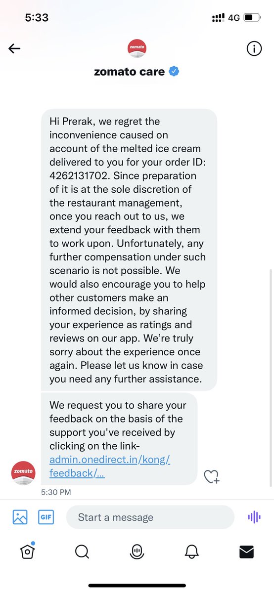 _prerakbansal's tweet photo. @zomatocare Dear Zomato, I truly understand that you are not concerned for me and that this shit is called a resolution as per you. I now understand the reason for others using @Swiggy and not @zomato @zomatocare @deepigoyal Will remember this case and your thoughtful unhelpful resolution https://t.co/yV5Jer5uL4