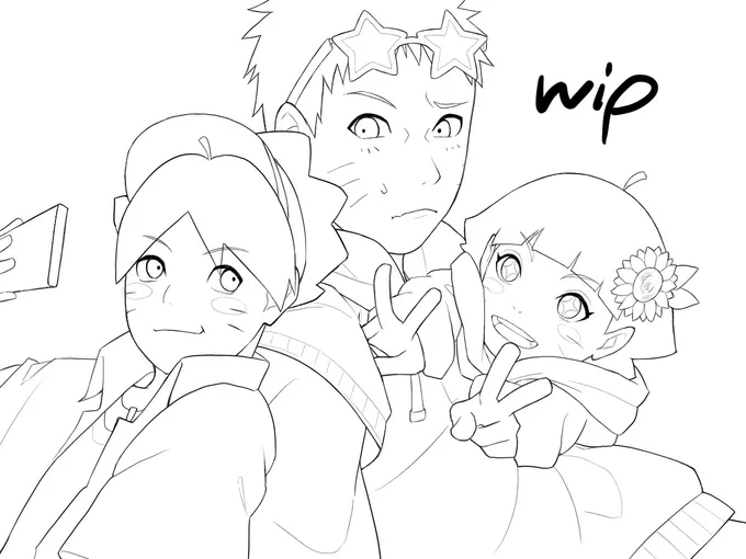 夏っぽいの描こうと思って描いてるんだけどveryかわいい親子wip見て 