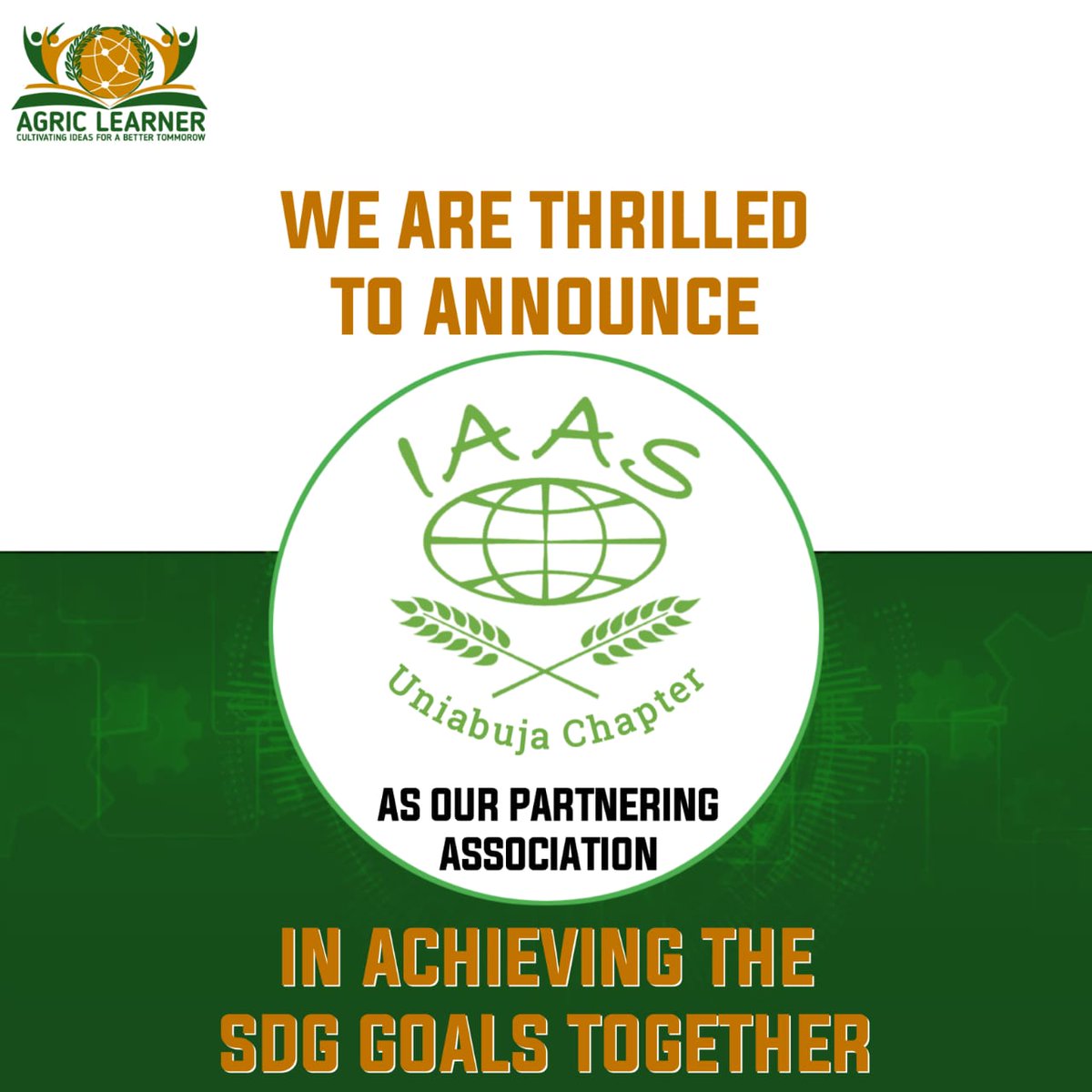 AgricLearner's tweet photo. We are thrilled to announce IAAS UNIABUJA CHAPTER to you as our partnering association in achieving the SDG goals together.
Congratulations π
#agriclearner
#agriculture
#IaaS
#GoIAAS
#iaasuofa https://t.co/Op4paImyOO