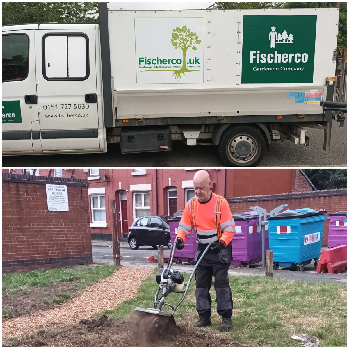 LitterClear's tweet photo. What an amazing message to wake up to, #Karl &amp; Dad on site, obliterated the planters in less than a hour, this would have taken us 3 weeks to do manually. Finished with a hot cuppa #Ferdain #Raggas @FischercoUk @karlfischer_biz @Richard8266 @GoodGymLpool @PennyLnWombles THANKS 🌎 https://t.co/KU0mfjgQT5