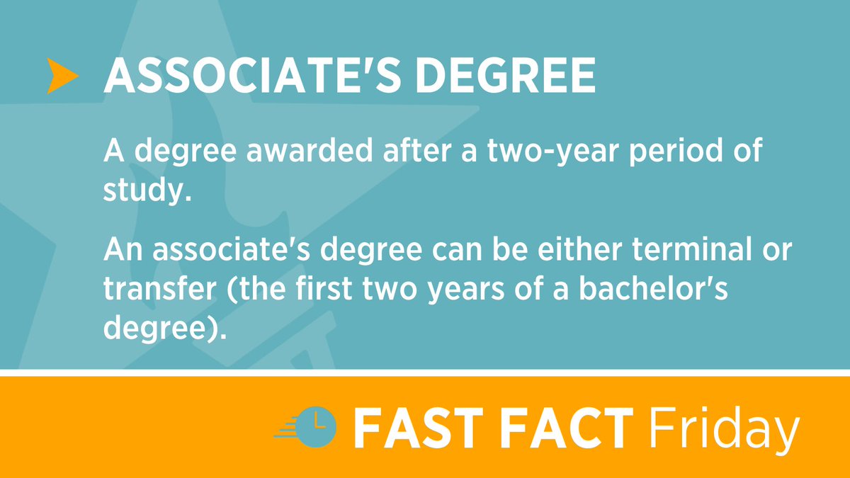 ▶️  Associate’s degree:  Awarded after two years of study, an associate degree can launch your career or set you up for success in a four-year bachelor’s degree program.  Community colleges are great institutions at which to pursue an associate’s  degree.  #FastFactFriday