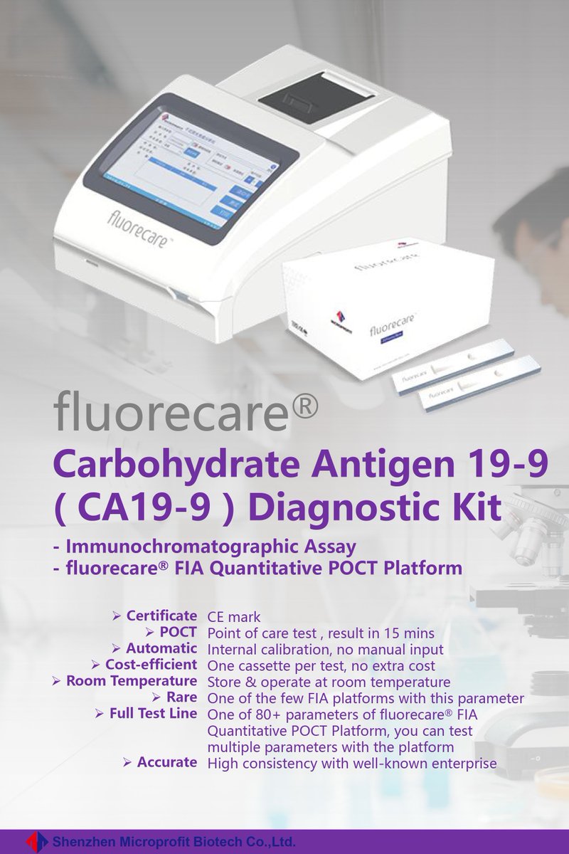 microprofitbio's tweet photo. #fluorecare® Carbohydrate Antigen 19-9 ( CA19-9 ) Diagnostic Kit
- Immunochromatographic Assay
- fluorecare® FIA Quantitative POCT Platform
#Microprofit #CA199 #POCT #FIA #IVD #Cancer #Immunochromatographic #protein #Quantitative https://t.co/XsJs76rYh6
