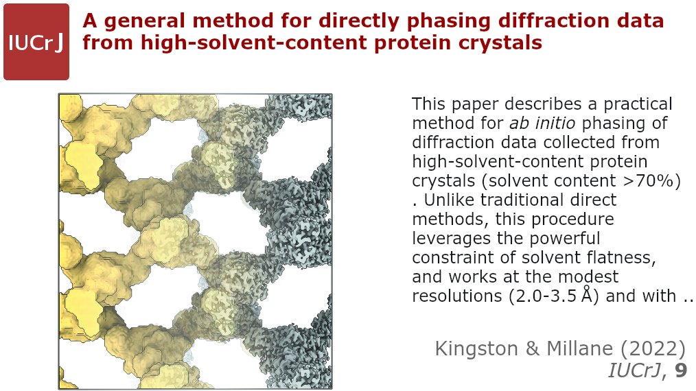 IUCrJ's tweet photo. Phasing high-solvent protein crystals @IUCrJ https://t.co/6ZX2SP2ryK @AucklandUni @Biology_UoA @ScienceUoA @UCNZ @royalsocietynz #imaging #structuredetermination #phasing #proteincrystal #highsolventcontent #solventflatness #Xraycrystallography @IUCr #openaccess https://t.co/HLhsLwM4Gx