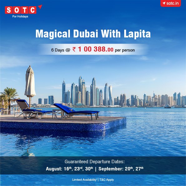 SOTCTravel's tweet photo. Come and explore Magical Dubai's uniqueness where you can experience a mix of culture and modernism.Visit #Dubai at your own pace, with us!
#sotc #sotcholidays #sotcdiaries #vacation #travelwithsotc #WorldISOpen #vacation #holiday #topthings #travelgram #traveler #dubailife https://t.co/83CNaf5CXT