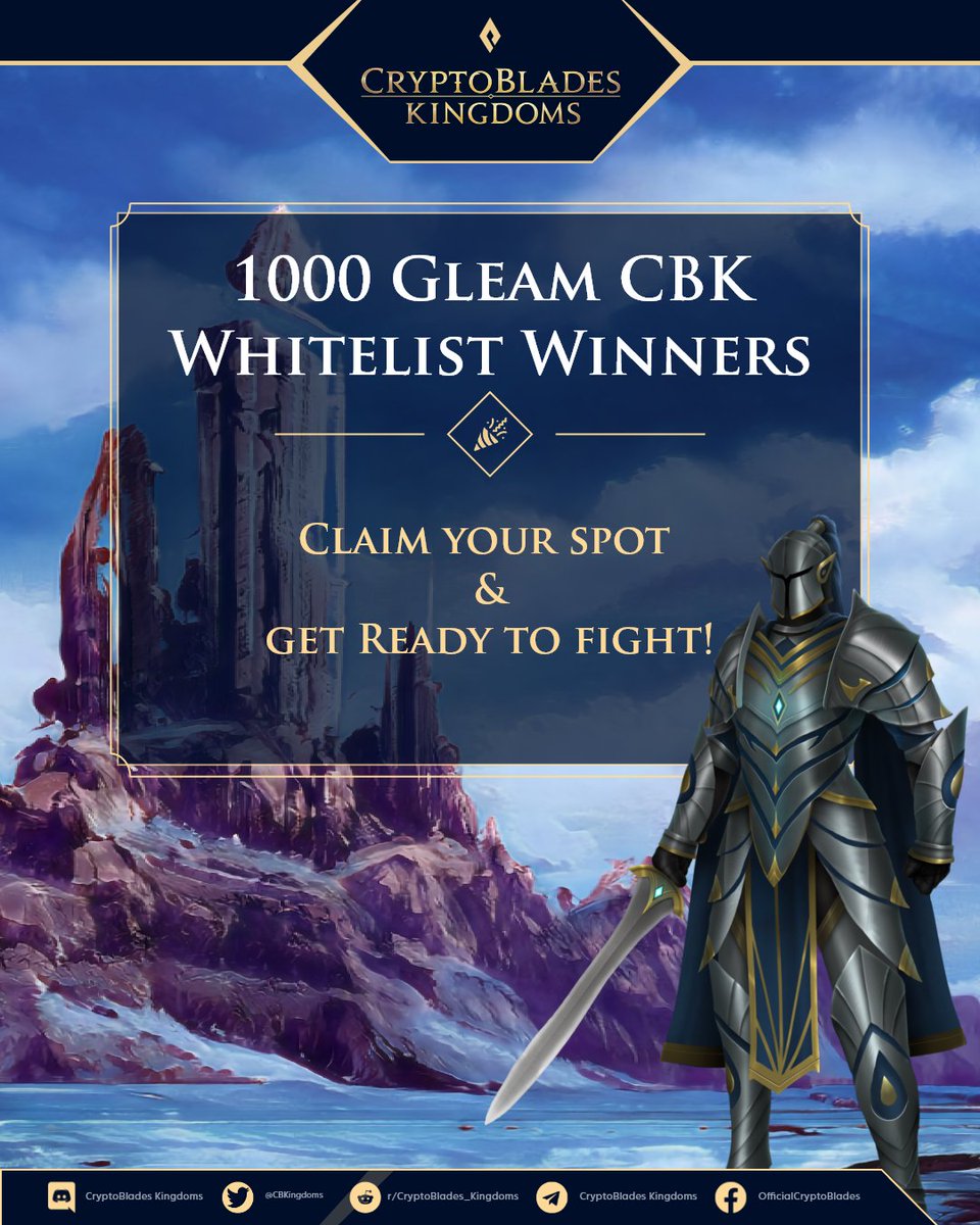 CryptoBlades's tweet photo. 🏰 Are you one of the lucky Warriors who won the CBK Beta Whitelist Spot?

⚔️ You still have time to claim and get ready to fight

🗡️ Check your name in this link and start preparing your army!

👉 https://t.co/aYUjLooaDp

Link: https://t.co/EdKyptnckC
Password: hollahollacbkbeta https://t.co/o4Clv0kOWD