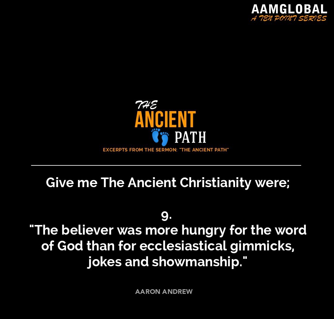 _AAMglobal's tweet photo. Times when the God of man was the ultimate goal and not the man of God. When Jesus was the only emphasis.
#AAMglobal🌍 #TheAncientPath #TAP #TheOldfashionedGospel #Purity #Holiness #JESUS #ChristInUsTheHopeOfGlory #JesusTheEmphasis https://t.co/kus3ofDWoV