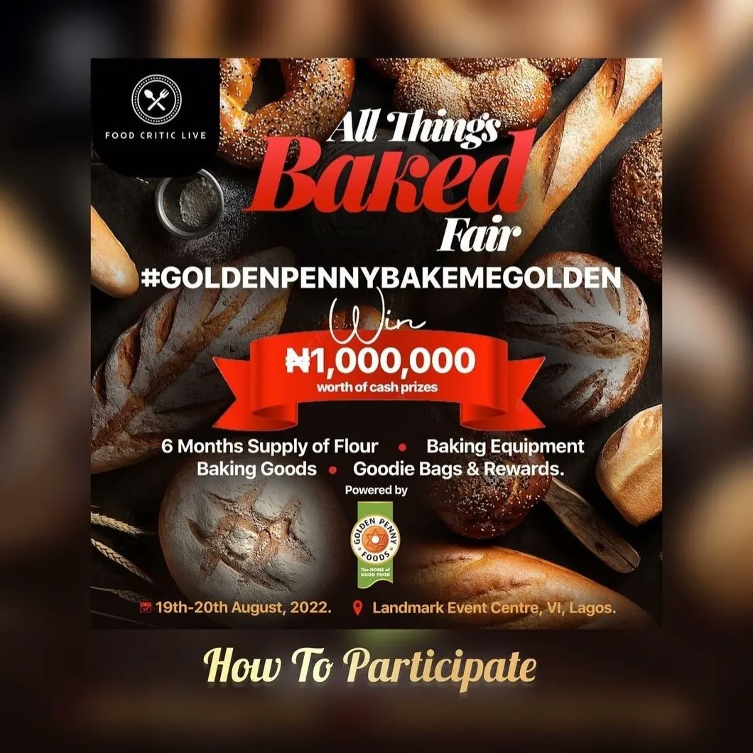 GPennyFlour's tweet photo. Don't be left out. You can win up to N1,000,000 worth of cash prizes at the All Things Baked Fair. 
Swipe to see details of how to participate. 
Visit @foodcriticlive for more information.

#foodcriticlive #GoldenPennyFlour https://t.co/lFqEiUgBvE