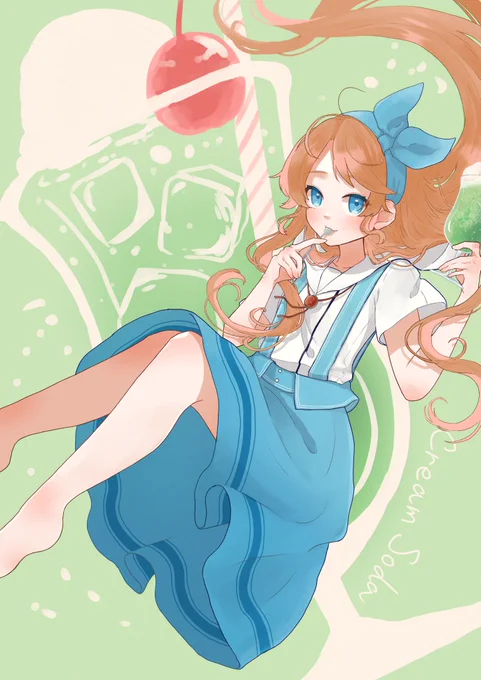 クリームソーダ×女の子こなたさん(@ konata_ori )の描かれるお洋服がとっても可愛かったのでお借りしました!#創作 #女の子 #イラスト #illustration  