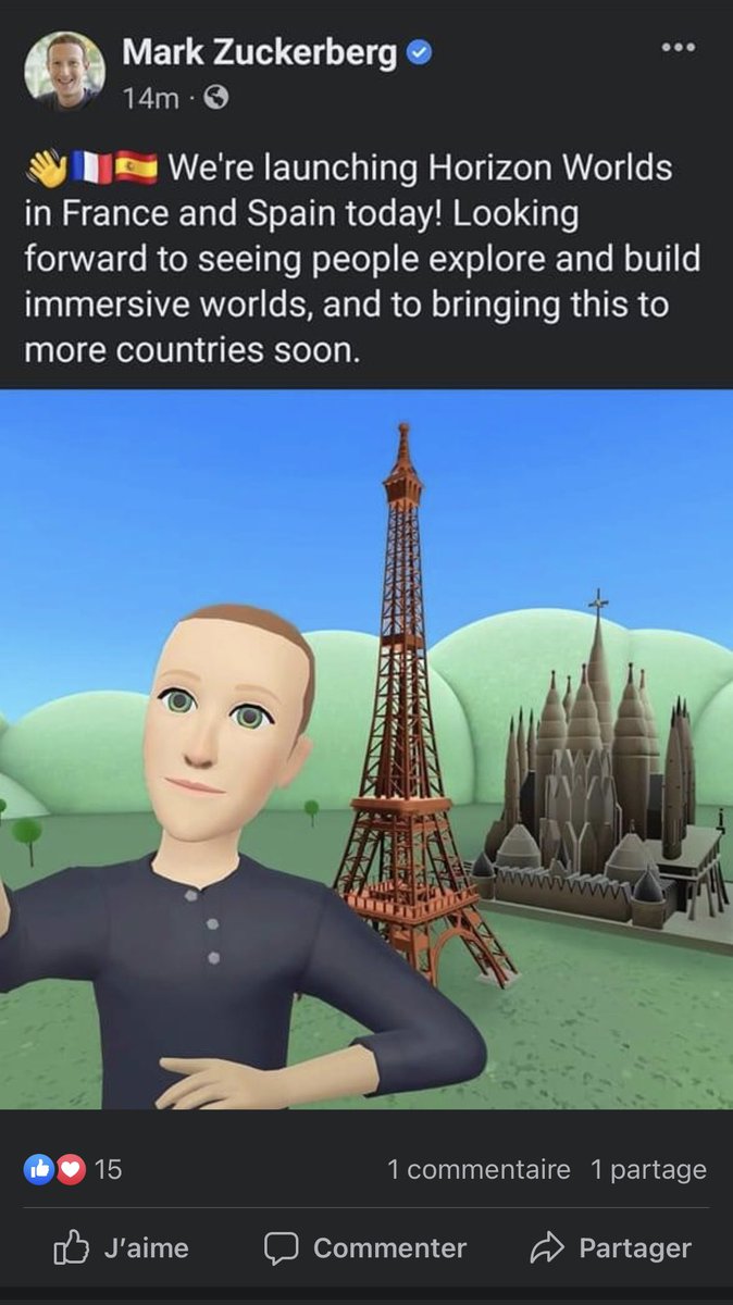 Enfin ! #Meta lance Horizon World leur #metaverse cartoonesque en France et en Espagne après 2 ans de bêta privée. Impatient de tester cela ce soir, et vous l’avez vous testé ?
 #vr #france #mbadmb <a href="/ArnaultChatel/">Arnault Chatel</a> <a href="/wtaranoff/">Wladimir Taranoff 🧩🔑</a> <a href="/K1000_Goirand/">Camille Goirand</a> <a href="/balembois_carla/">Carla Balembois</a> <a href="/Vince_guillemot/">Guillemot Vincent</a>