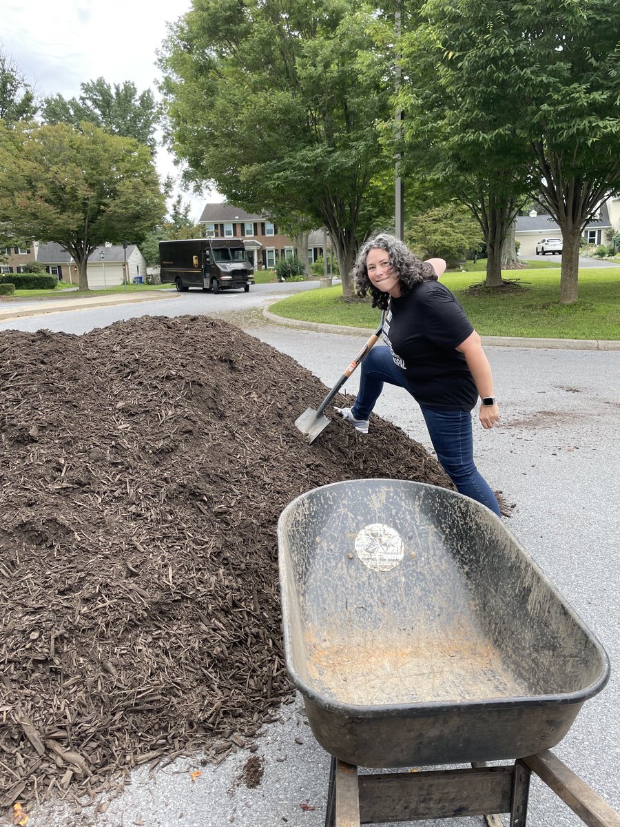 Doing a little mulching today to get ready for staff and students! So grateful for our amazing FVES assistant principal! 🌸🌸🌸
