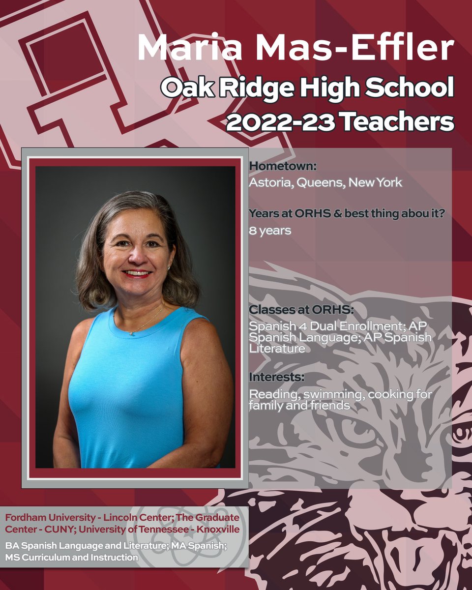 Ms. Mas-Effler came to RMS and then to ORHS all the way from Queens. “Full Cuban” 🐐.