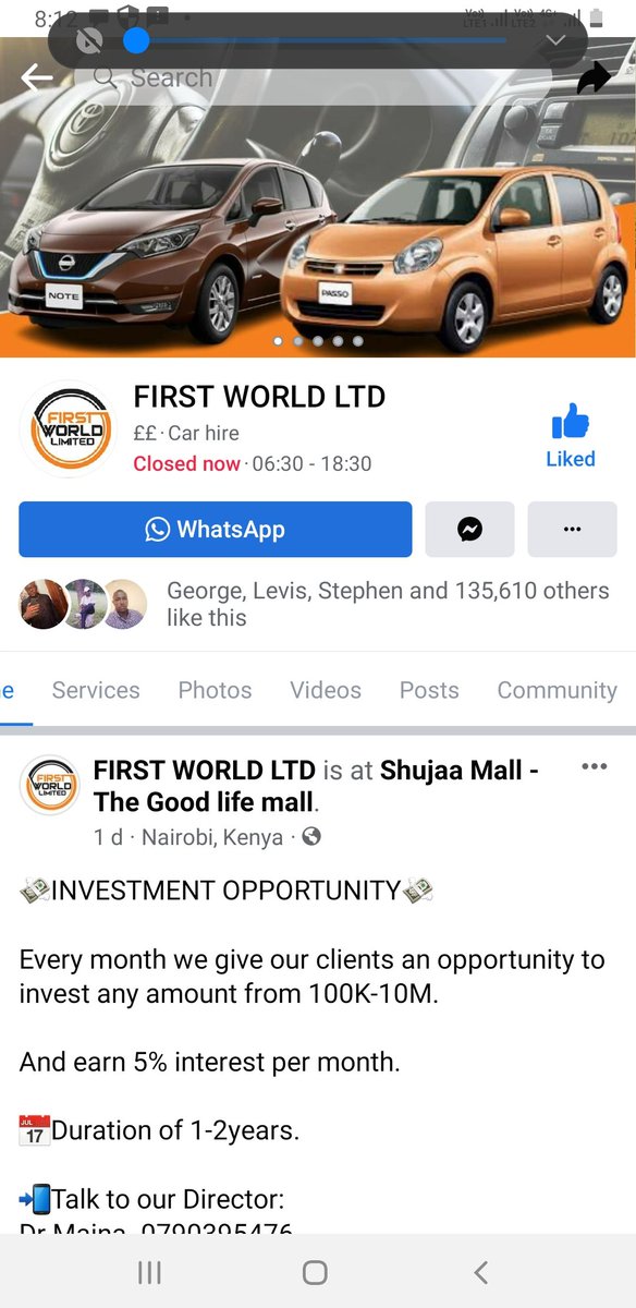 Careful with first worls ltd car hire company especially the director samuel maina he is a a conman.
#railaodinga
#thikaroad
#junetmohamed